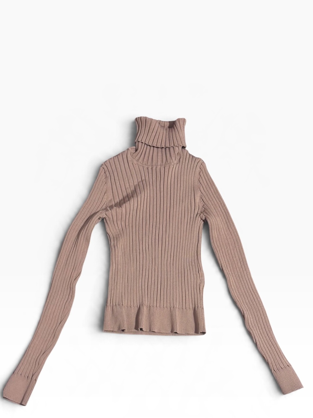 Babaton by Aritzia taupe ribbed turtleneck sweater, size Small
